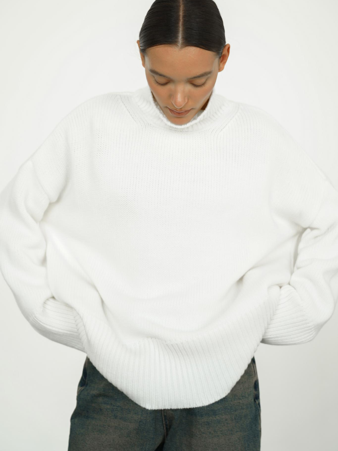 Women's Turtleneck Sweater in Wool Blend Knit