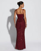 Women's Sequin Maxi Dress - Sleeveless Cocktail Dress