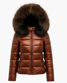 Veste Hiver Femme Capuche Fourrure, gros plan