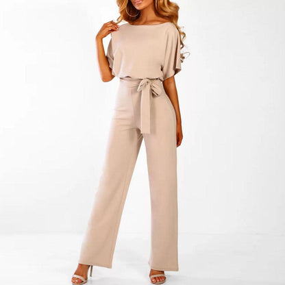 Willa | Jumpsuit Dames – Elegante Korte Mouwen Jumpsuit met Ceintuur voor Comfort en Stijl