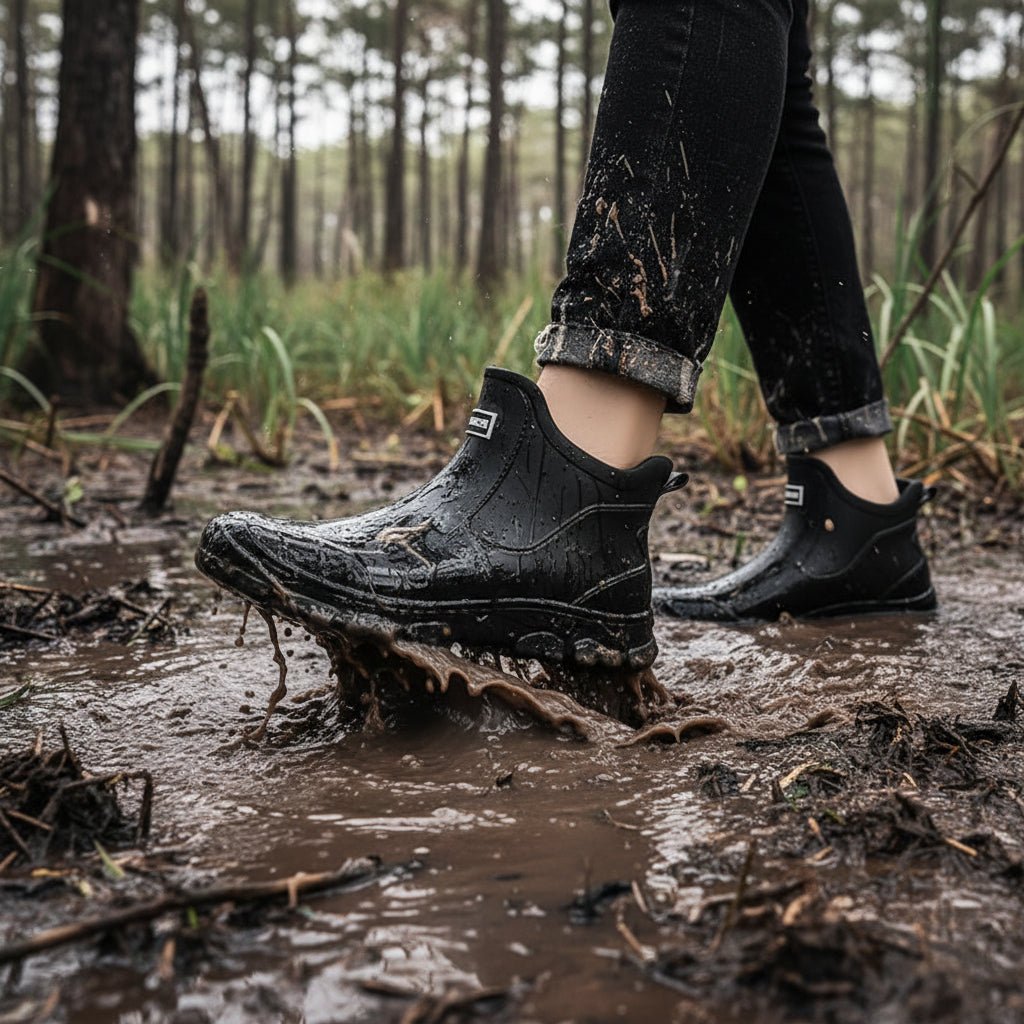 Women's Waterproof Rubber Boots - Ankle-High Rain Boots