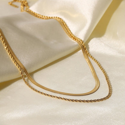 Gelaagde 18K Gouden Ketting | Dames ketting met dubbele schakel en tijdloze luxe