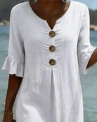 Women's Loose-Fit Button-Front Dress with Flowing Sleeves