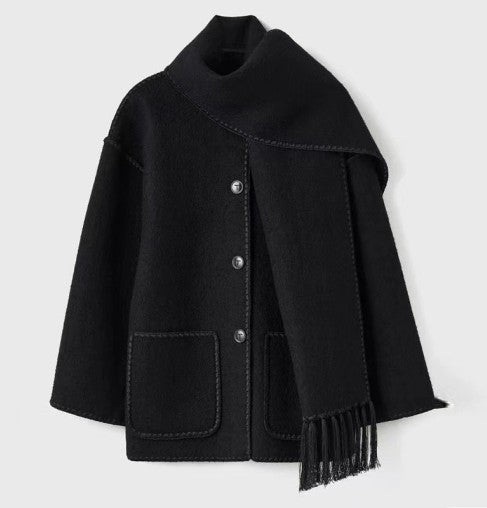 Georgina Scarf Coat | Dames jas met geïntegreerde sjaal en elegante pasvorm