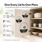 adhesive pot lid holders for cabinet doors in black