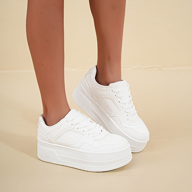 Qiana | Sneakers Dames – Witte Plateau Sneakers met Comfortabele Pasvorm en Trendy Design