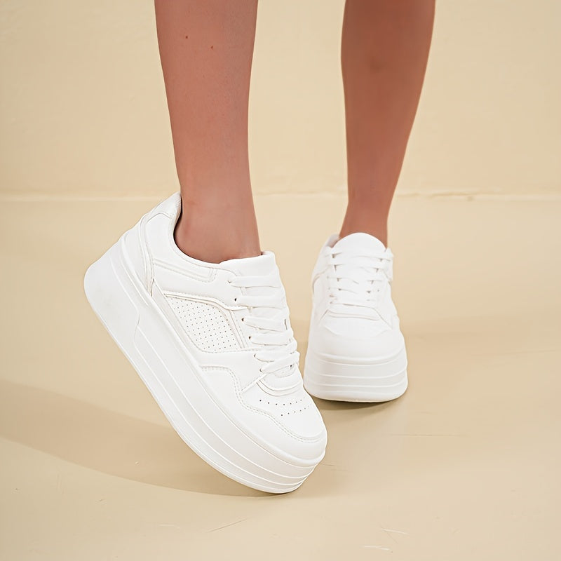 Qiana | Sneakers Dames – Witte Plateau Sneakers met Comfortabele Pasvorm en Trendy Design