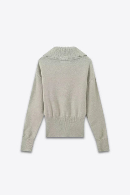 Danique Gebreide Trui | Dames Trui met Brede Kraag en Subtiele Knoopsluiting