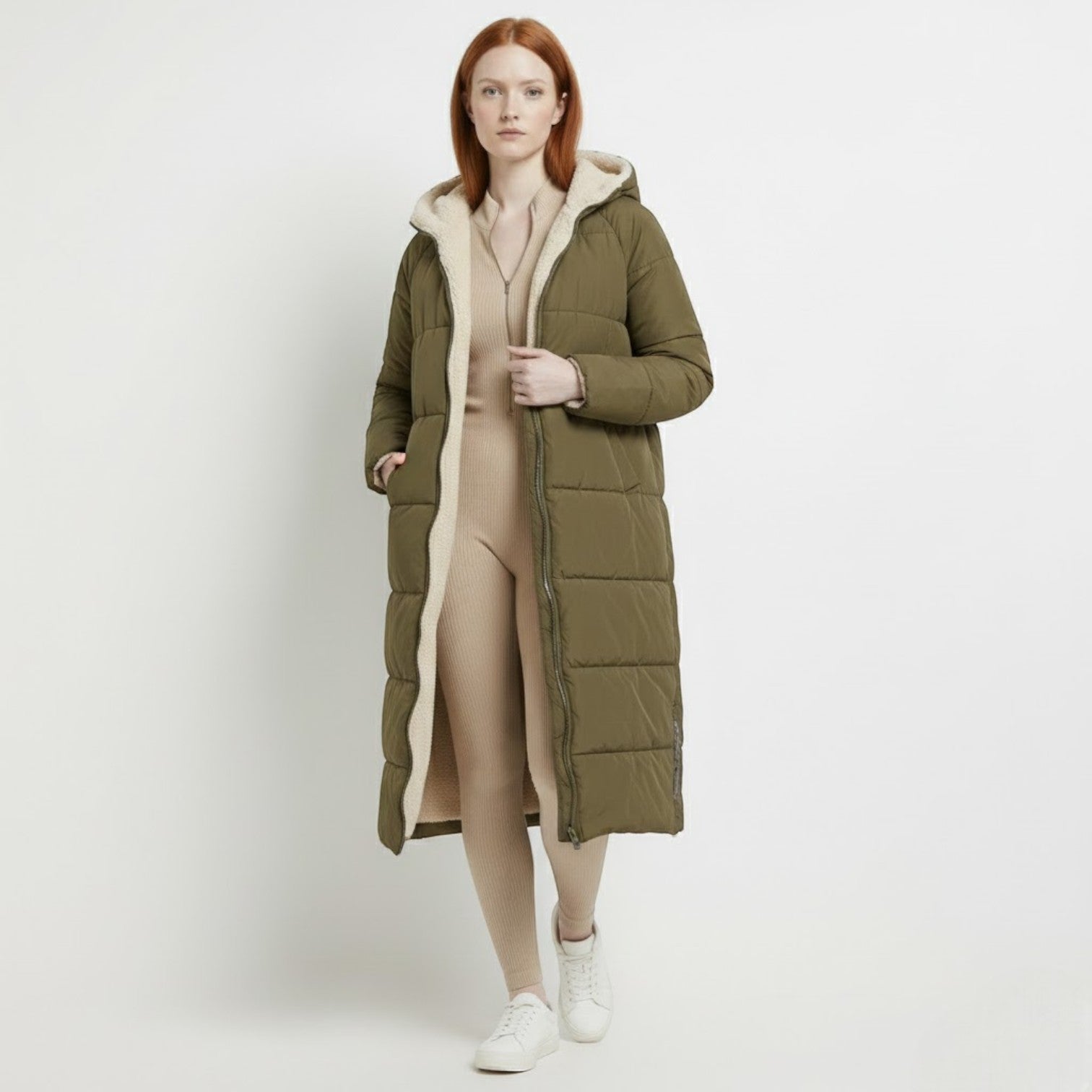Alessia – Women's Winter Reversible Jacket - Puffer Jacket - Green - Taylor & Bennett