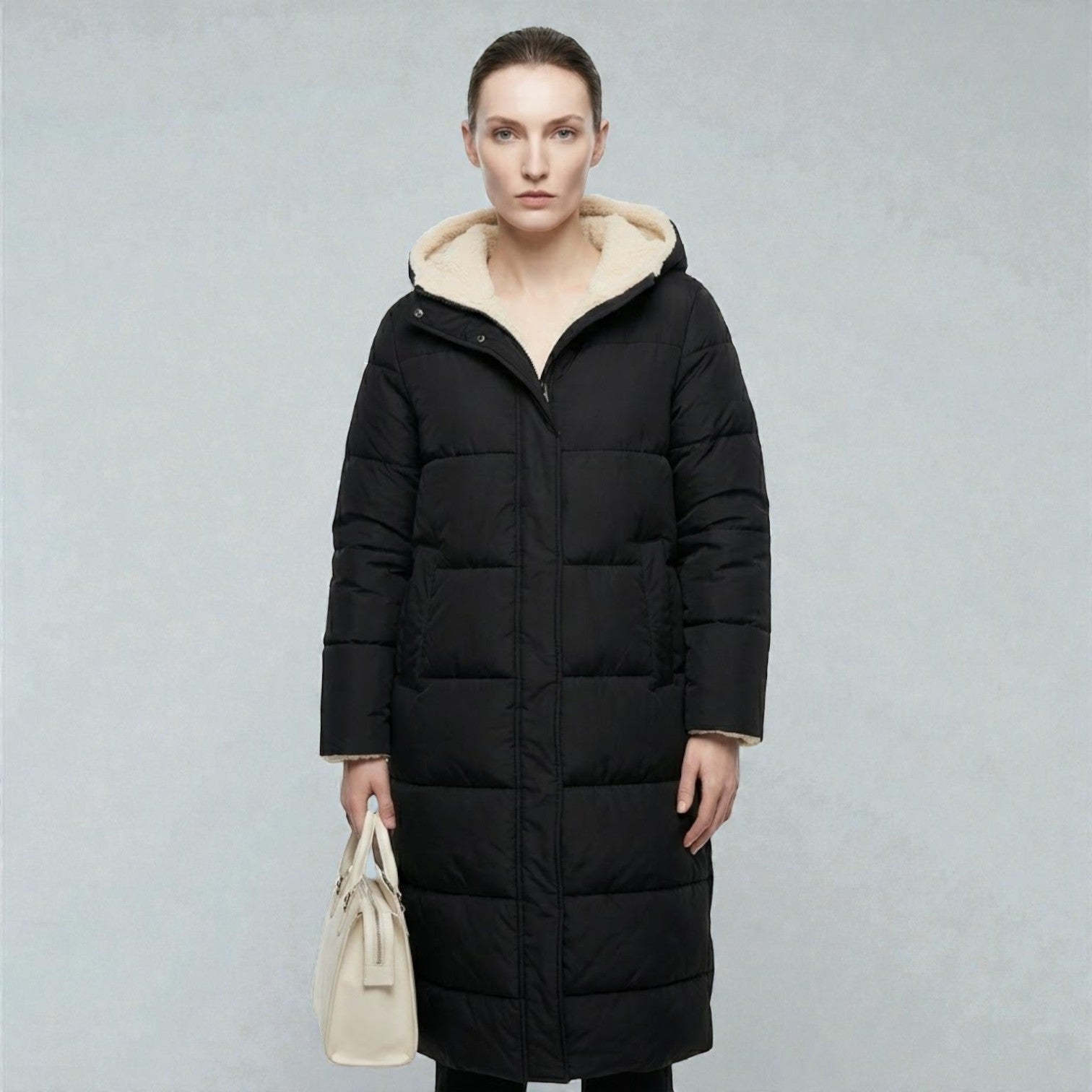 Alessia – Women's Winter Reversible Jacket - Puffer Jacket - Black - Taylor & Bennett