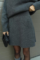 Women's Knit Sweater and Skirt Set - Oversized Top with Fitted Skirt