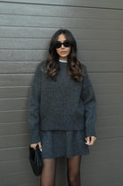 Women's Knit Sweater and Skirt Set - Oversized Top with Fitted Skirt