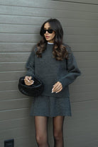 Women's Knit Sweater and Skirt Set - Oversized Top with Fitted Skirt