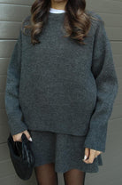 Women's Knit Sweater and Skirt Set - Oversized Top with Fitted Skirt
