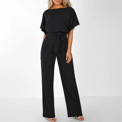 Willa | Jumpsuit Dames – Elegante Korte Mouwen Jumpsuit met Ceintuur voor Comfort en Stijl