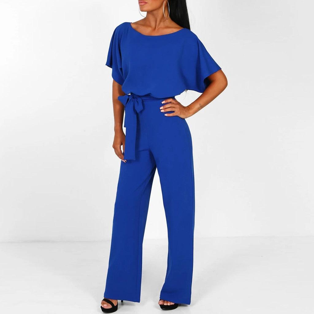 Willa | Jumpsuit Dames – Elegante Korte Mouwen Jumpsuit met Ceintuur voor Comfort en Stijl