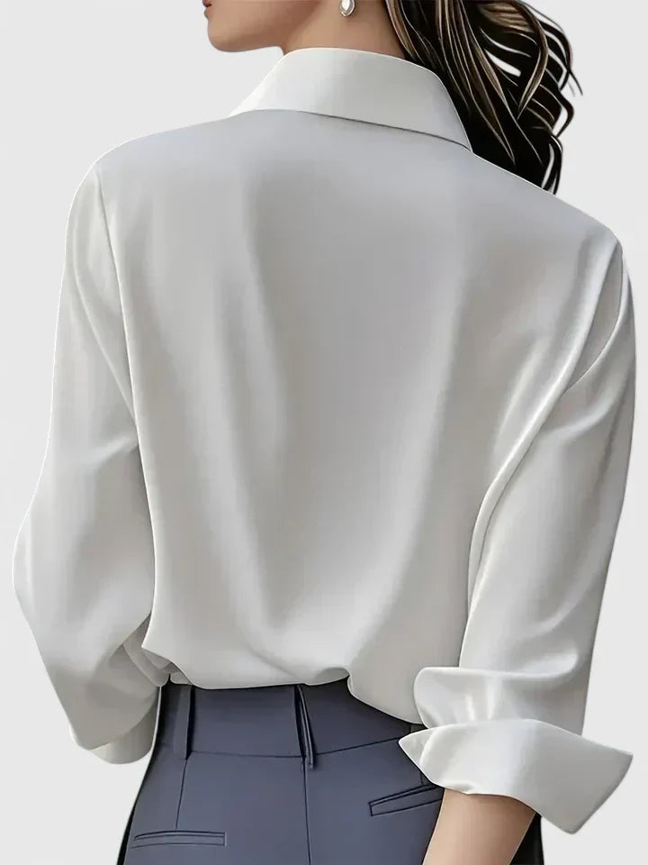 Women's Blouse with Hidden Button Placket for Office Wear