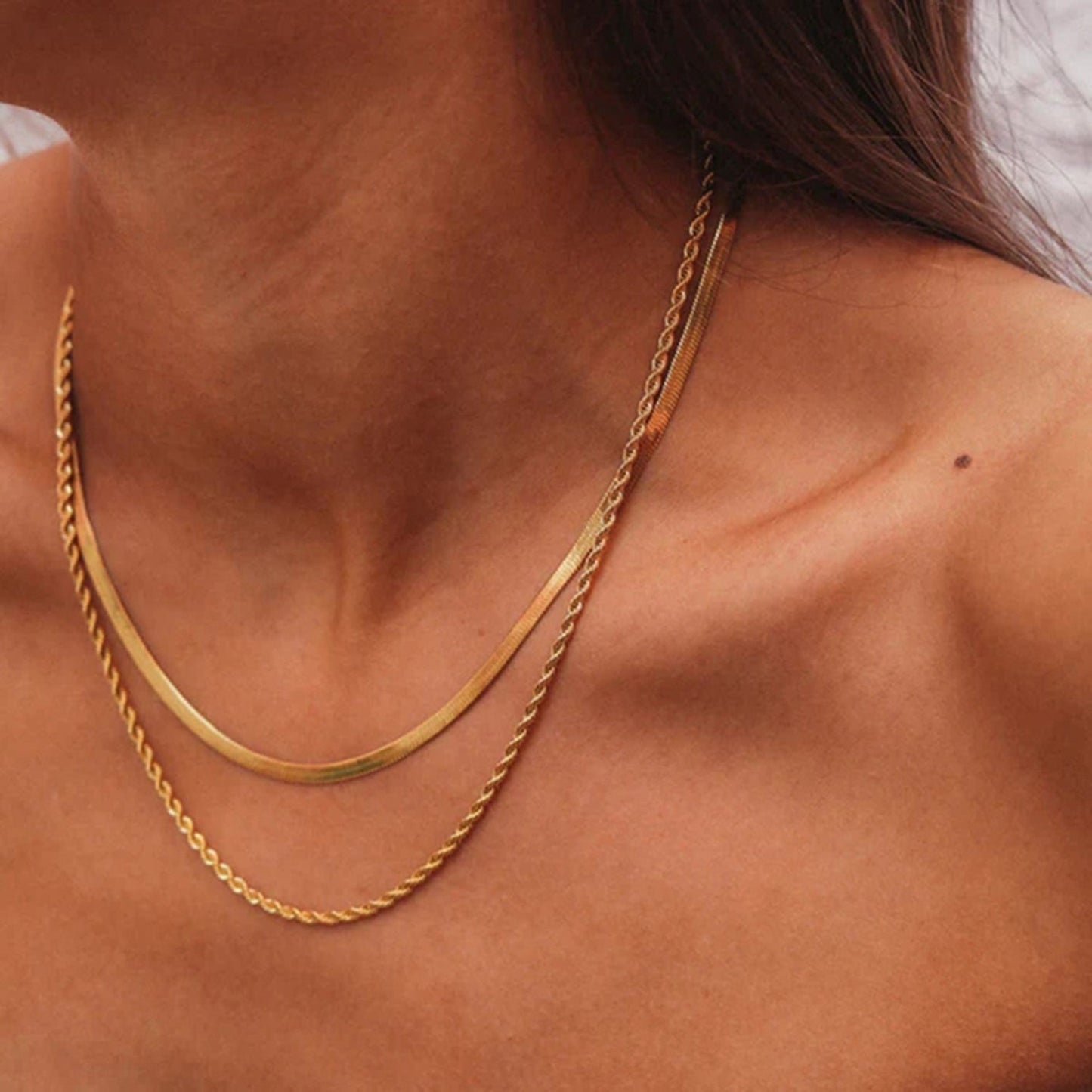 Gelaagde 18K Gouden Ketting | Dames ketting met dubbele schakel en tijdloze luxe