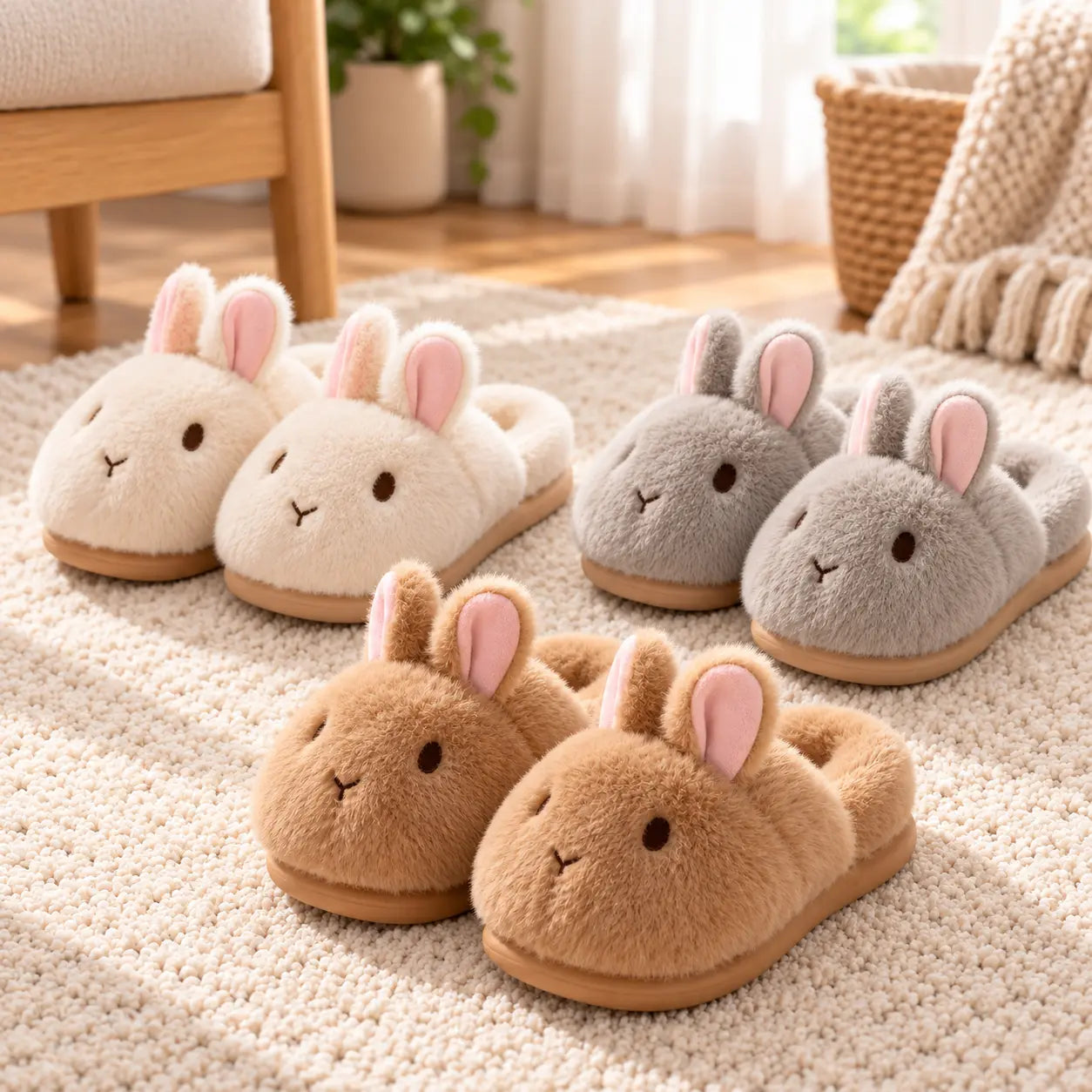 Women's Plush Slippers - Soft Cushioned Comfort Sole