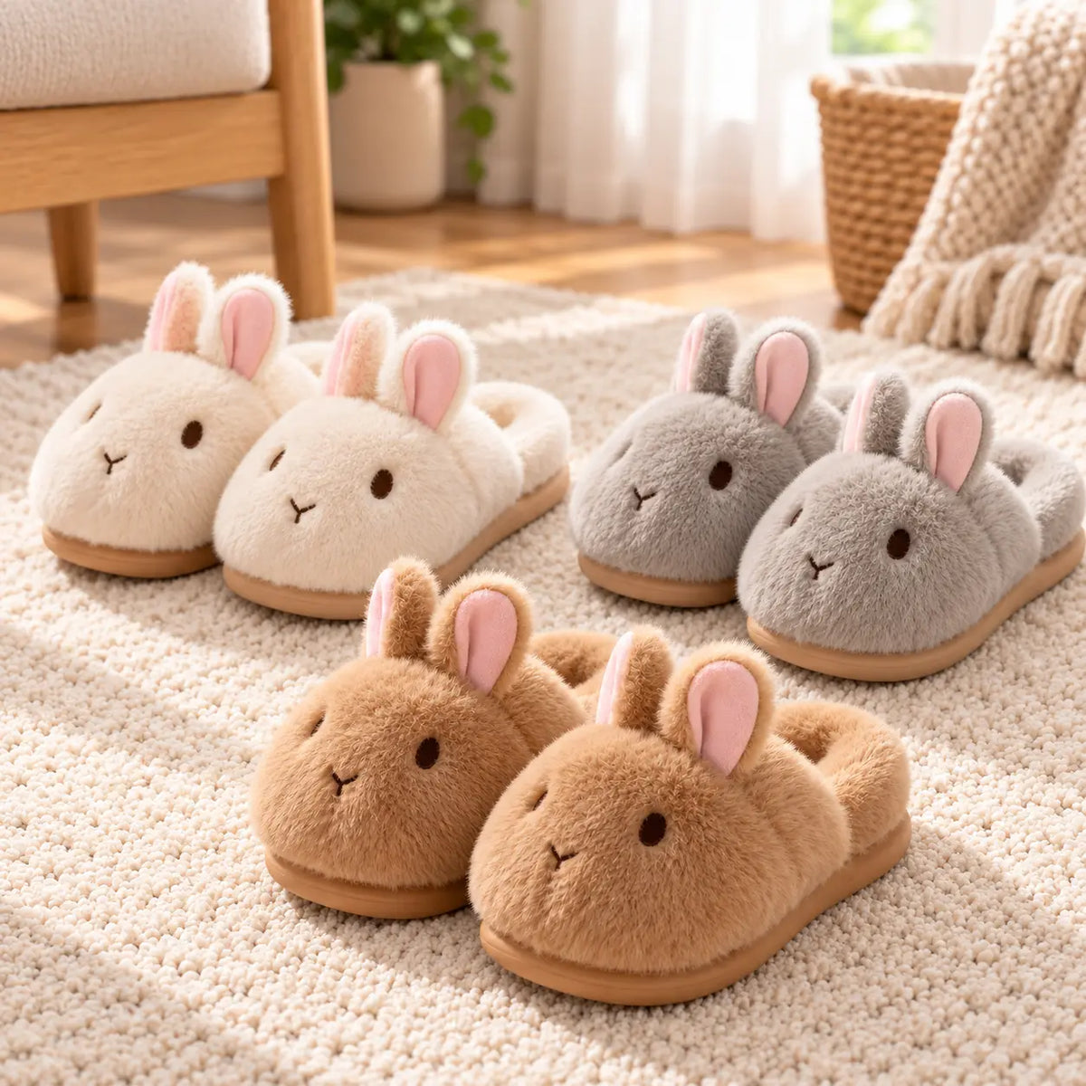 Women's Plush Slippers - Soft Cushioned Comfort Sole