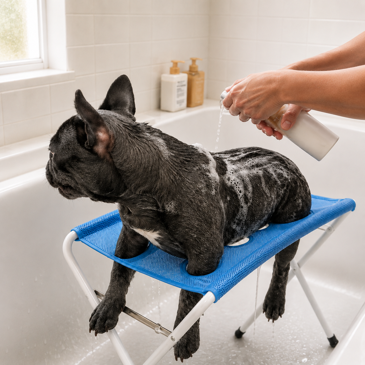 Elevated Non-Slip Dog Bath Platform – Stainless Steel