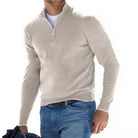 Men's Zip Sweater with Stand-Up Collar – Ribbed Trims