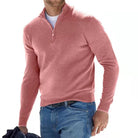 Men's Zip Sweater with Stand-Up Collar – Ribbed Trims