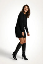 Black Black Croc-embossed Pointed Toe Stiletto Knee High Boots - Photo 9