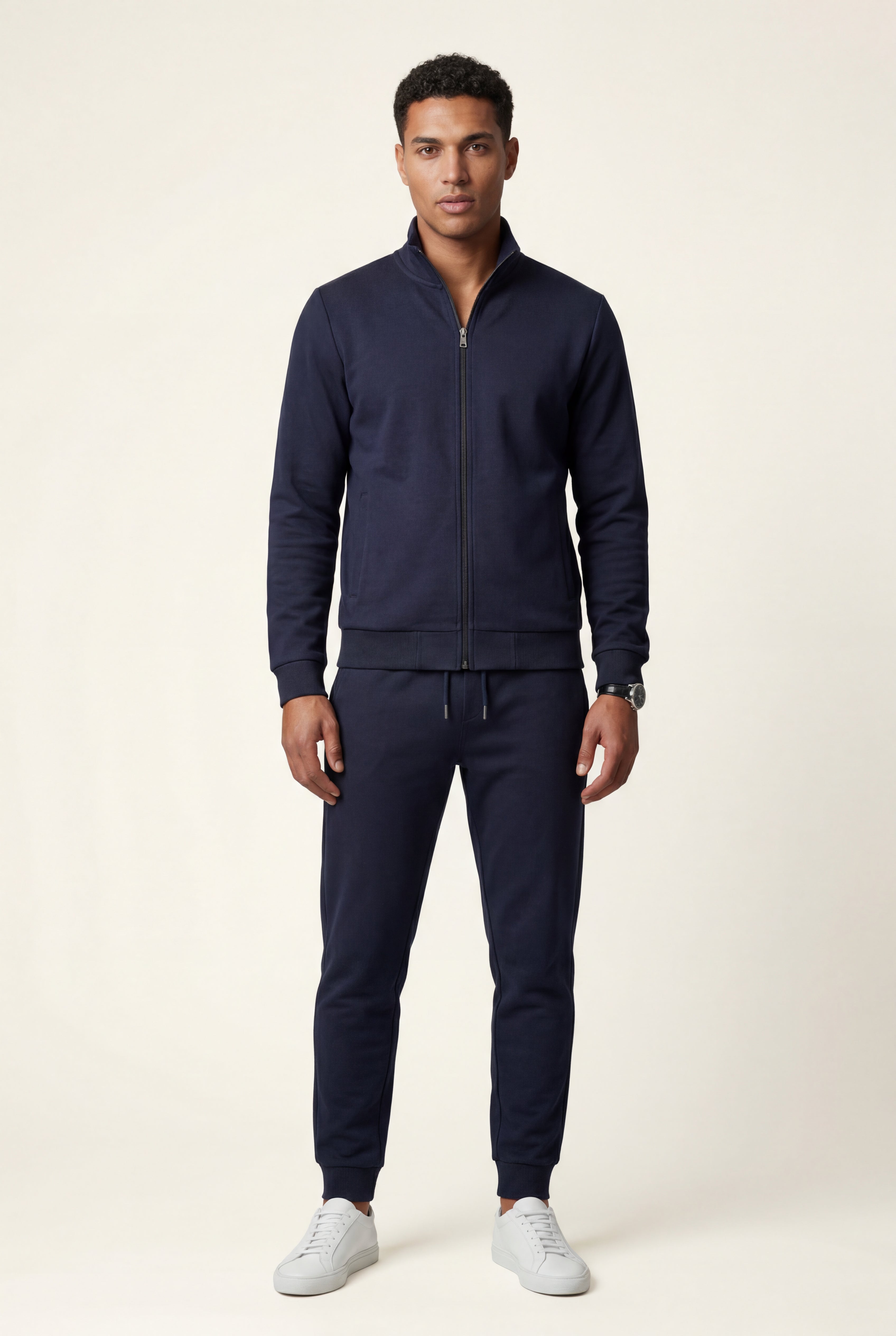 Black Black Zip-up Slim Tapered Track Suit Set - Men's suits - Photo 1