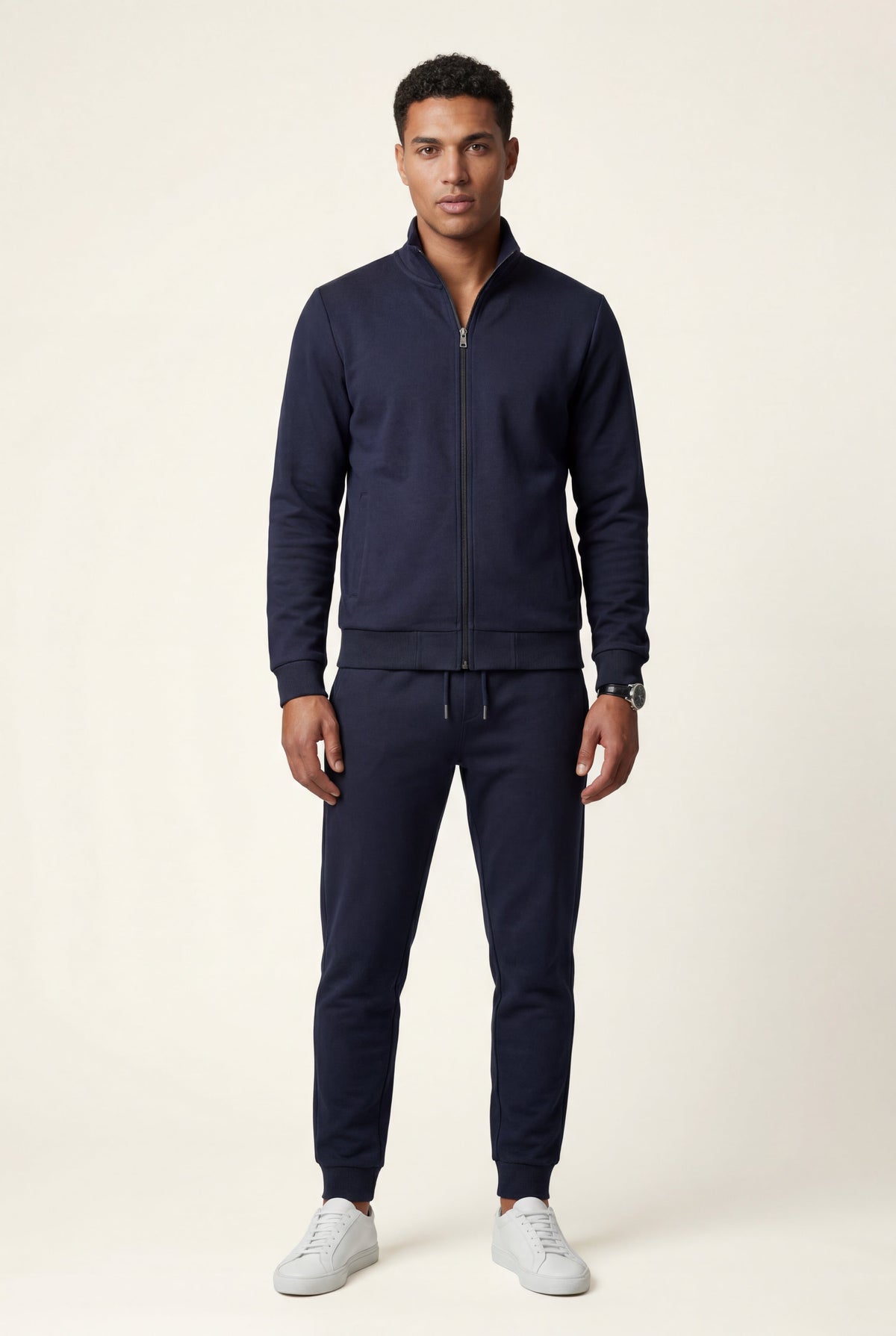 Black Black Zip-up Slim Tapered Track Suit Set - Men's suits - Photo 1