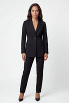 Black Fitted Single-breasted Blazer with Classic Lapel - Blazers - Photo 24