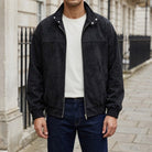 Orta Faux-Suede Jacket — Black, worn front view