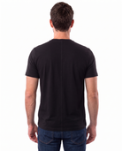 Black kangaroo pocket babywearing t-shirt, back view