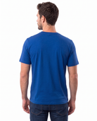 Blue kangaroo pocket babywearing t-shirt, back view