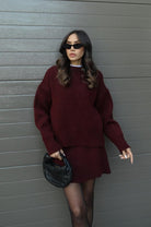 Women's Knit Sweater and Skirt Set - Oversized Top with Fitted Skirt