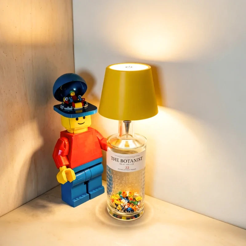 Rechargeable Bottle Topper Table Lamp - Dimmable Cordless LED Light