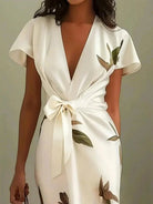 Devorah Leaf Print Wrap Midi Dress_4
