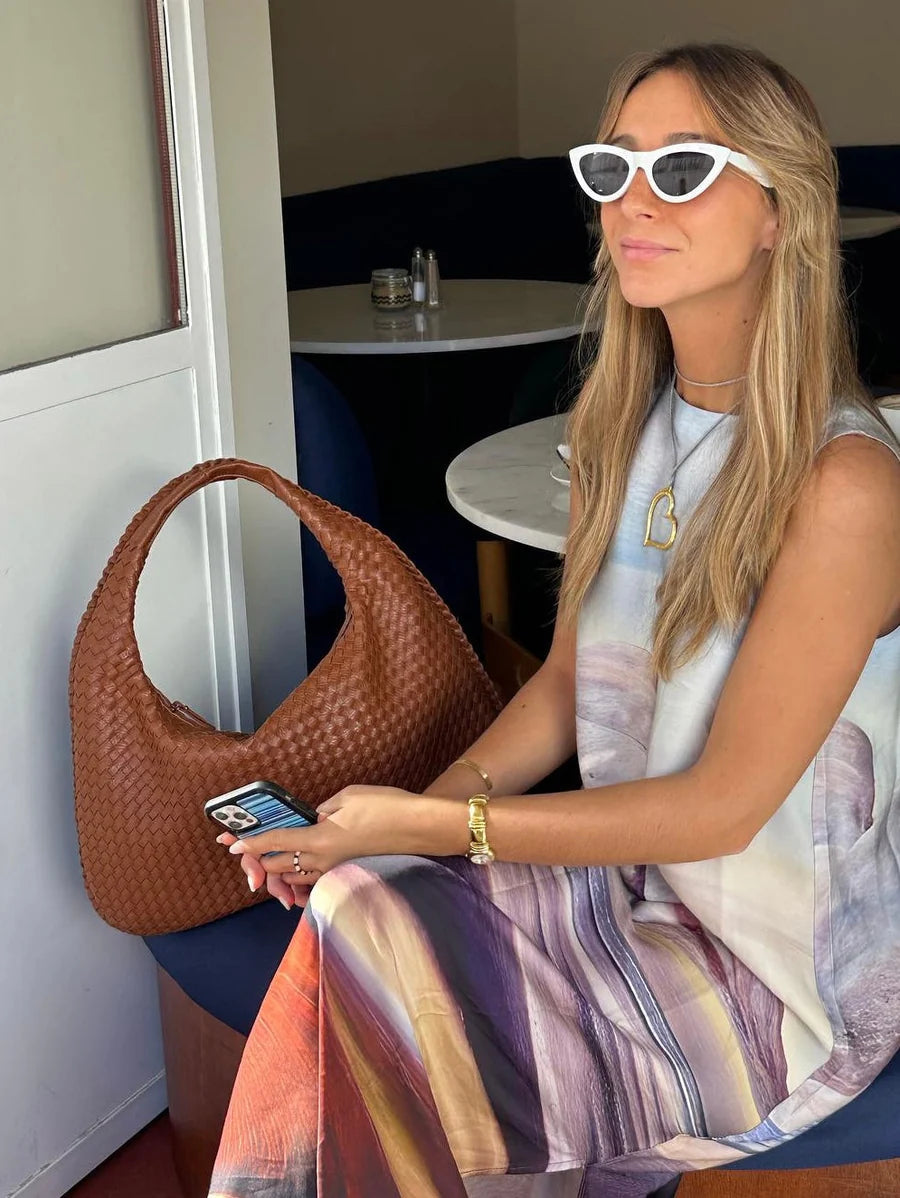 NOLA Everyday Bag | Trendy gevlochten Dames Tas van Vegan Leer met Ruime Indeling