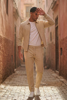 Beige Textured Zip-up Jacket and Jogger Set with Ribbed Detail - Two piece set - Photo 10