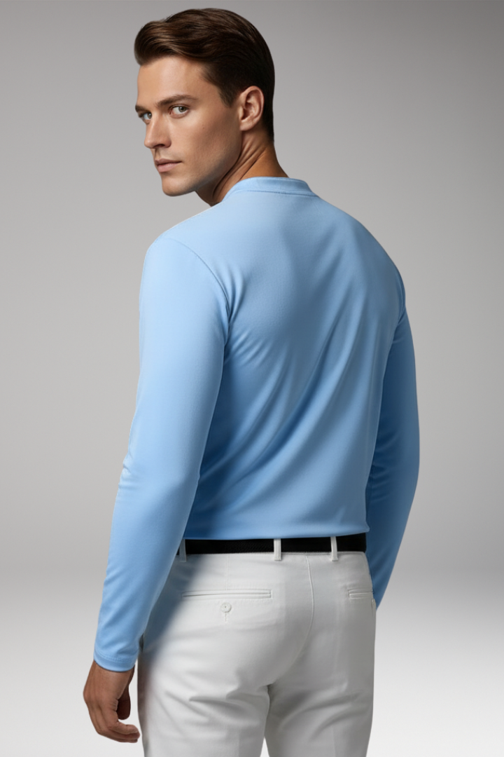 Men's Buttonless V-Neck Shirt with Short Sleeves