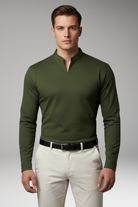 Men's Buttonless V-Neck Shirt with Short Sleeves
