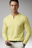 Men's Buttonless V-Neck Shirt with Short Sleeves