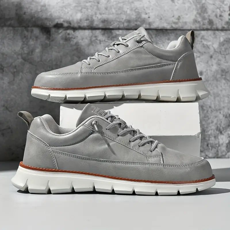 Men's Leather Sneakers with Orthopedic Cushioned Insole