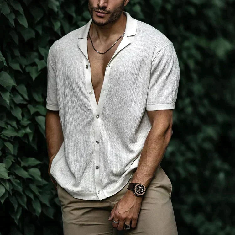 Men's Casual Short Sleeve Button Up Shirt