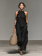 Women's Maxi Ruffle Dress Sleeveless Summer Sundress