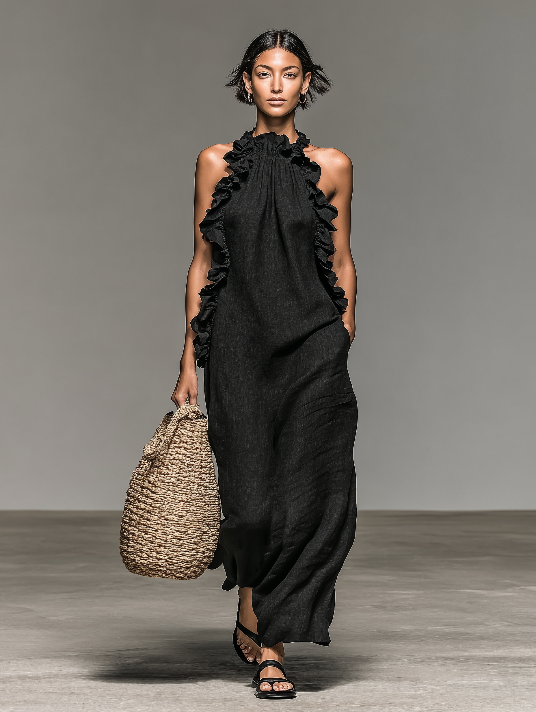 Women's Maxi Ruffle Dress Sleeveless Summer Sundress