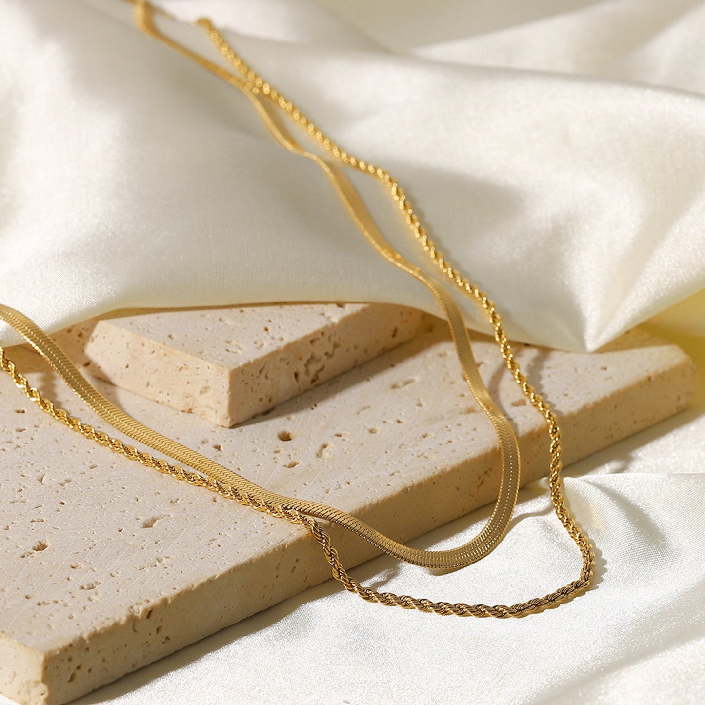 Gelaagde 18K Gouden Ketting | Dames ketting met dubbele schakel en tijdloze luxe