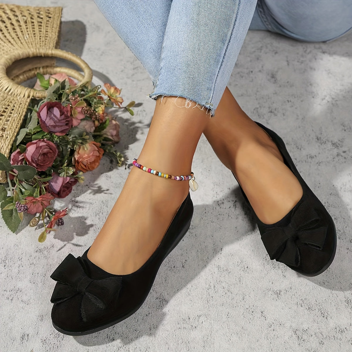 Women's Orthopaedic Flat Shoes with Bow Detail