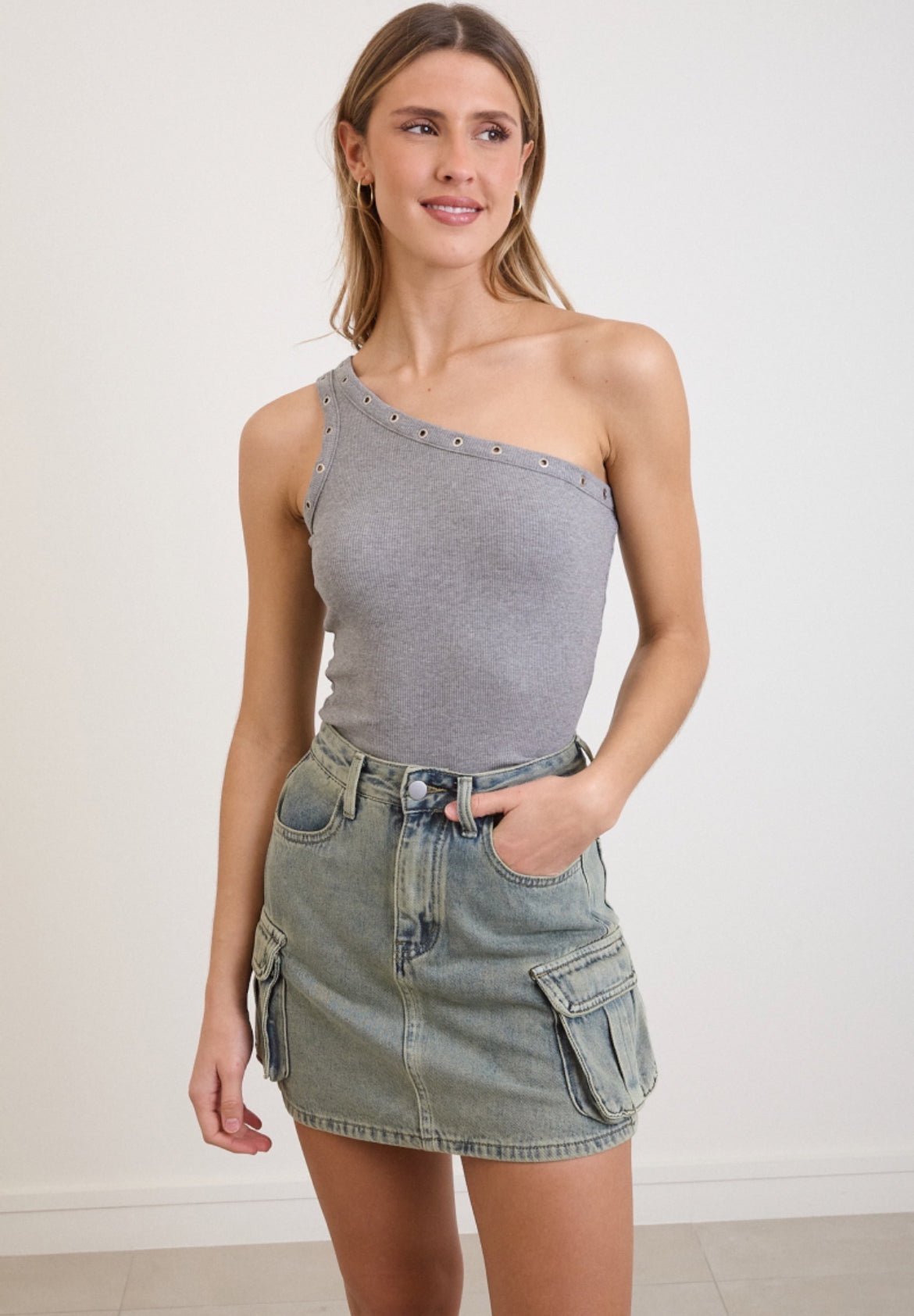 Elodie | Dames Cargo Skort – Trendy Washed Denim met Stoere Streetstyle Vibe