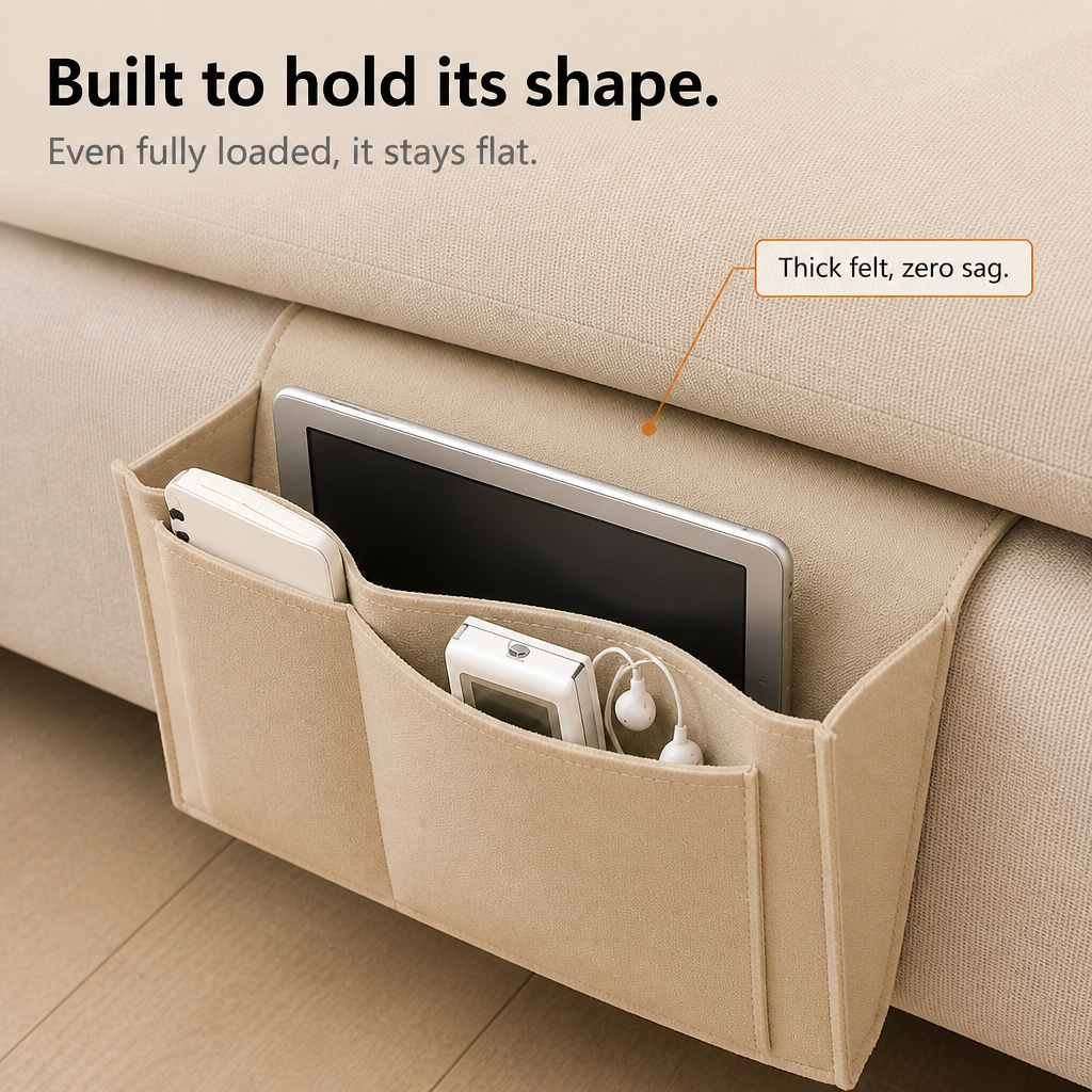 Under-Mattress Bedside Storage Caddy – Felt Hanging Organizer